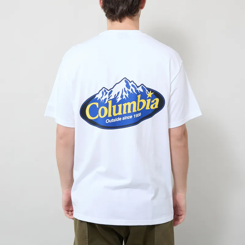 Columbia Heavyweight Graphic T Shirt White Snowy Peaks