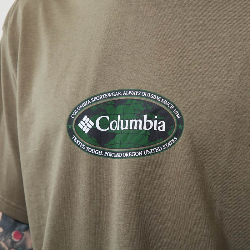 Columbia Heavyweight Graphic T Shirt Stone Green Worldwide-5
