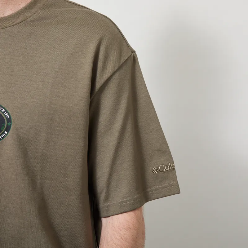Columbia Heavyweight Graphic T Shirt Stone Green Worldwide-4