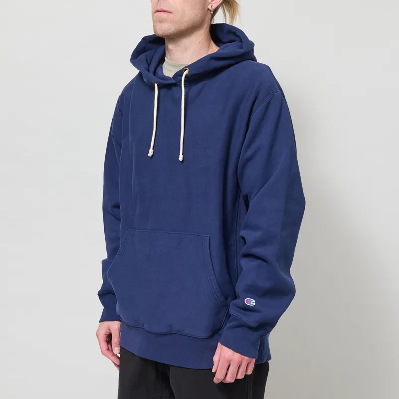 Champion Reverse Weave Hooded Sweatshirt Navy Blue-1