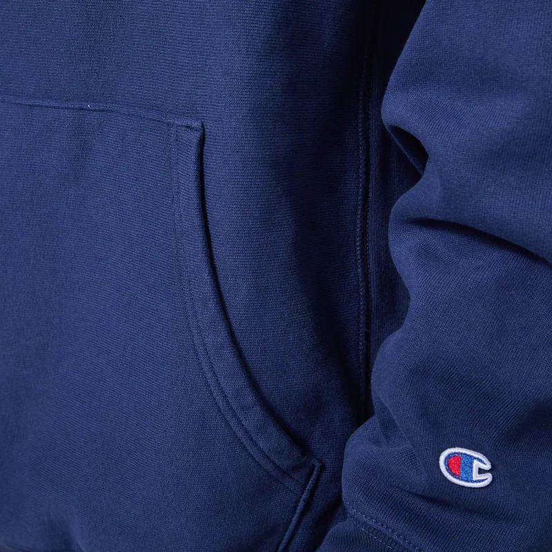 Champion Reverse Weave Hooded Sweatshirt Navy Blue-5