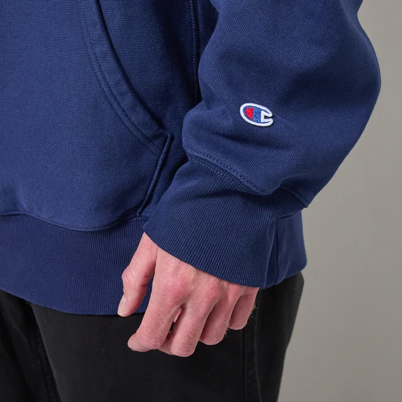 Champion Reverse Weave Hooded Sweatshirt Navy Blue-6