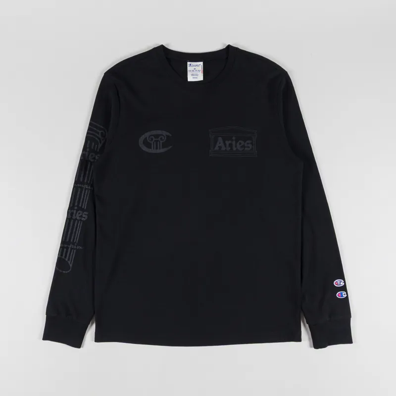 Champion x Aries Stars Long Sleeve T Shirt Black