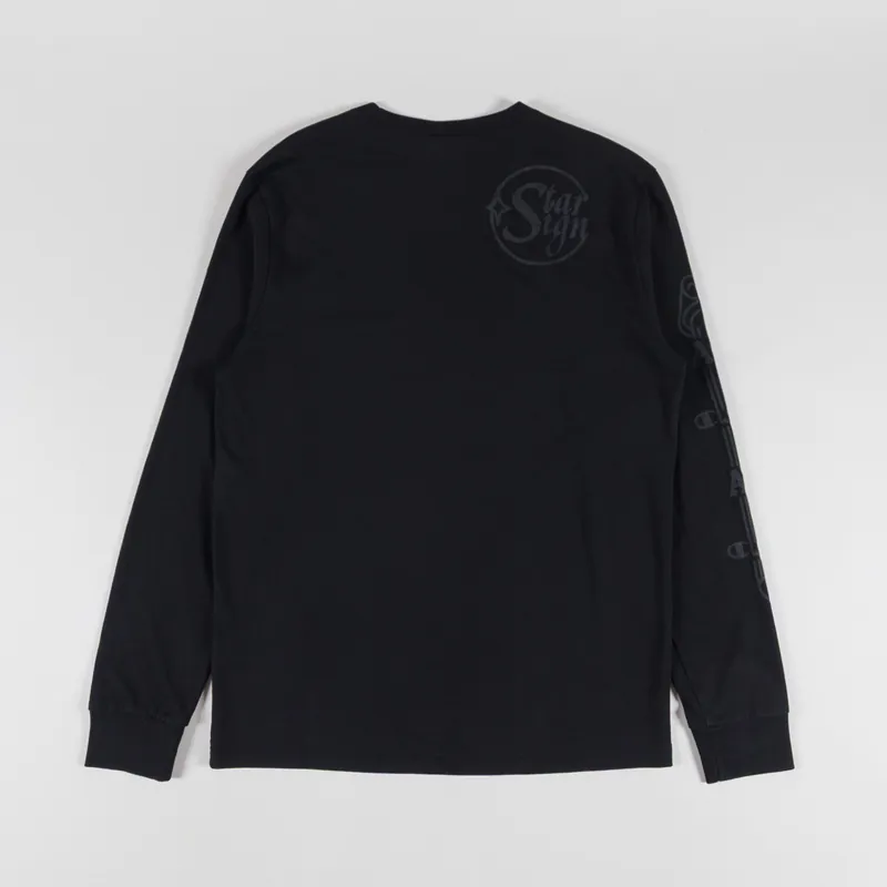 Champion x Aries Stars Long Sleeve T Shirt Black-1