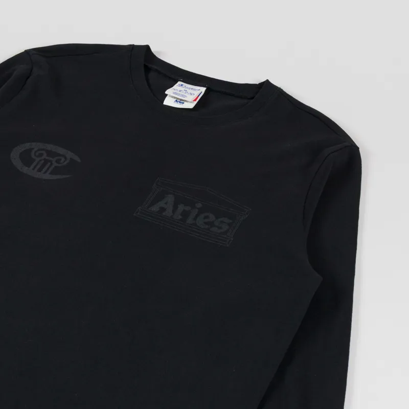 Champion x Aries Stars Long Sleeve T Shirt Black-2