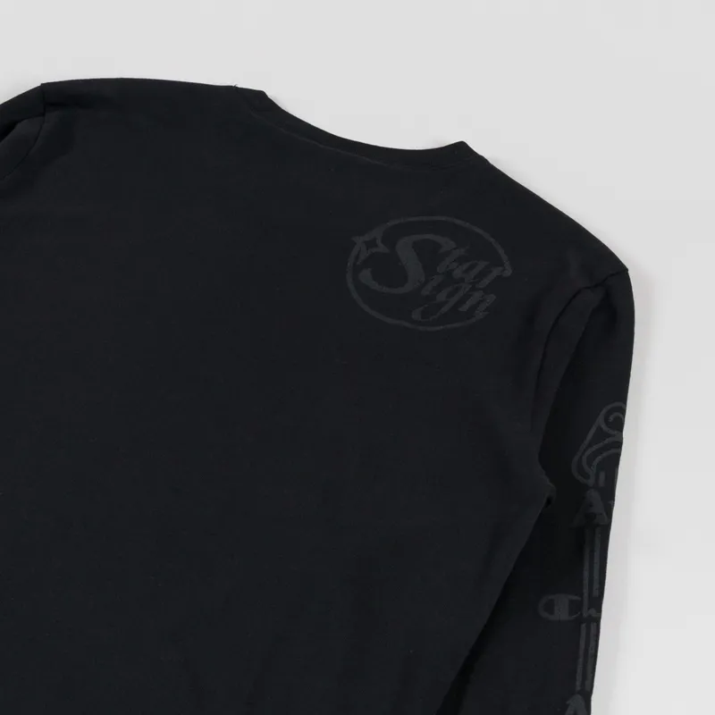 Champion x Aries Stars Long Sleeve T Shirt Black-3