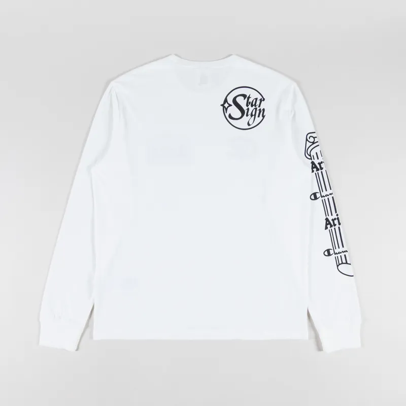 Champion x Aries Stars Long Sleeve T Shirt White-1