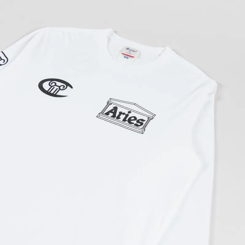 Champion x Aries Stars Long Sleeve T Shirt White-2