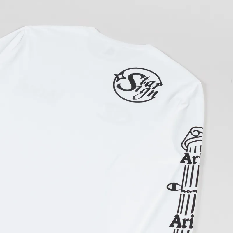 Champion x Aries Stars Long Sleeve T Shirt White-3