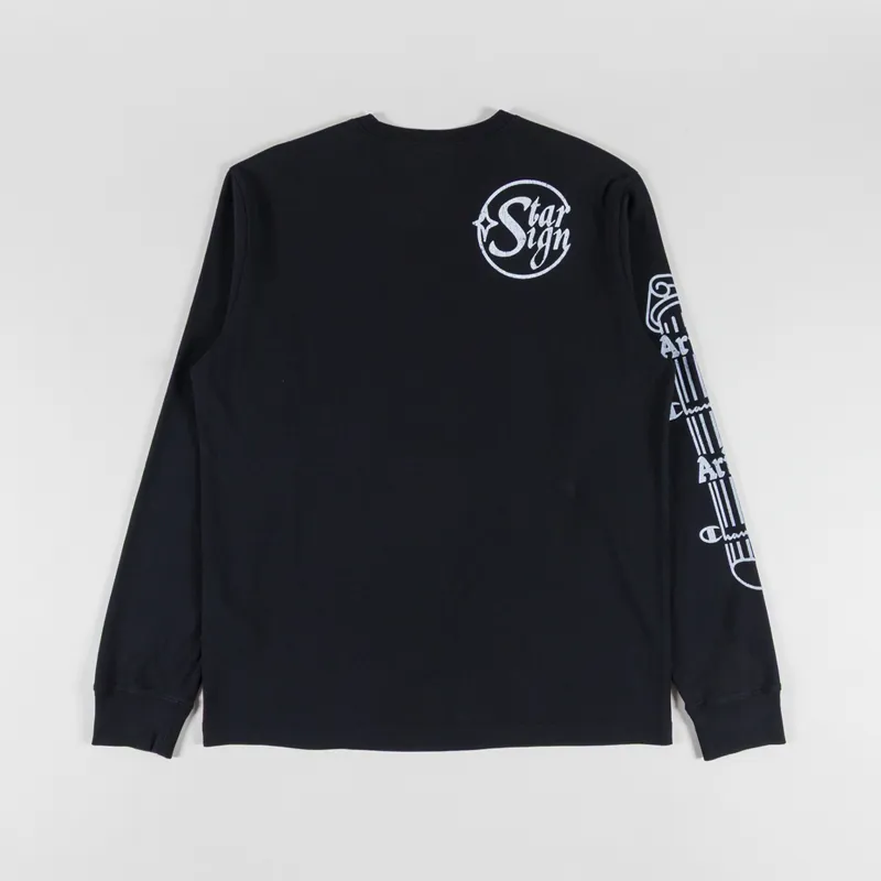 Champion x Aries Sponsor Long Sleeve T Shirt Black-1
