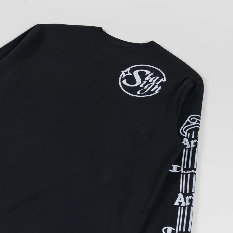 Champion x Aries Sponsor Long Sleeve T Shirt Black-3