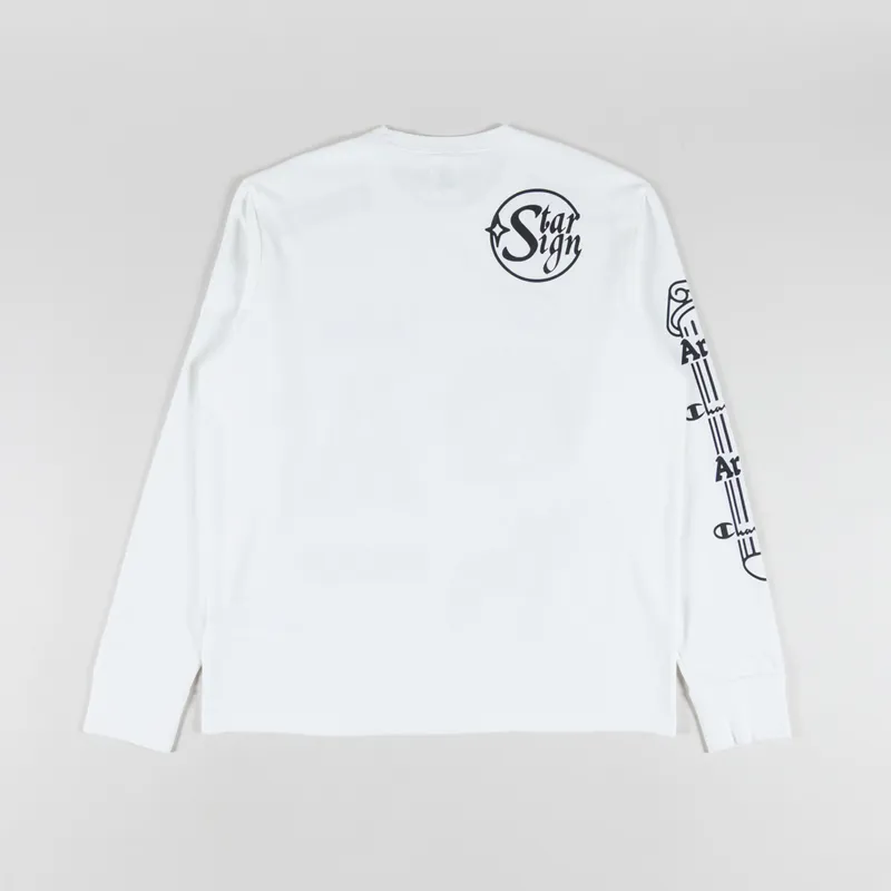 Champion x Aries Sponsor Long Sleeve T Shirt White-1