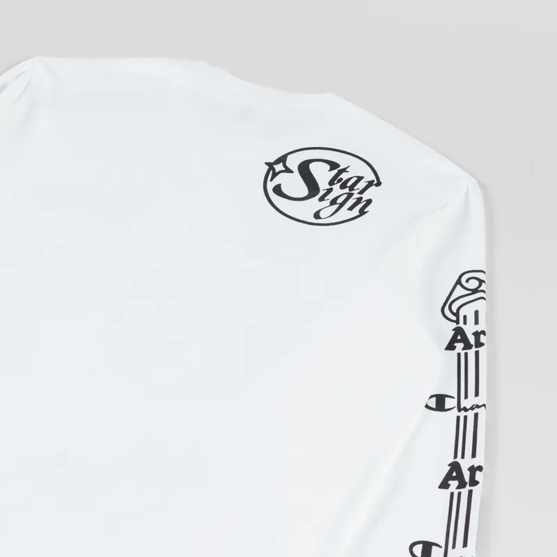 Champion x Aries Sponsor Long Sleeve T Shirt White-3