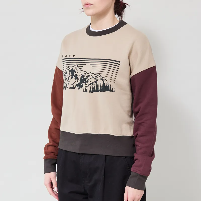 Kavu Womens Crew Crop Sweatshirt Mountain Meadow-1