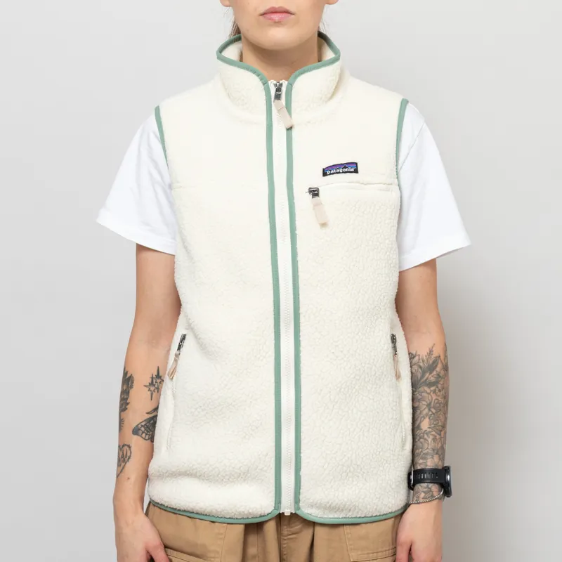 Patagonia Womens Retro Pile Vest Natural Ellwood Green