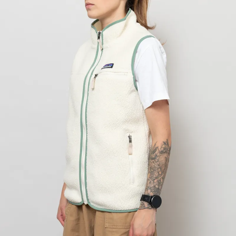 Patagonia Womens Retro Pile Vest Natural Ellwood Green-1