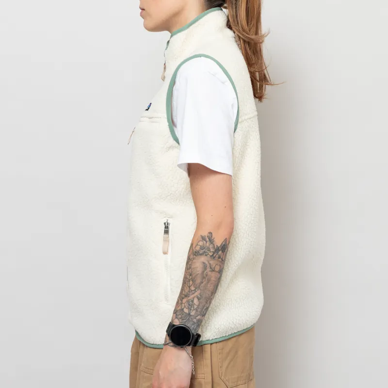 Patagonia Womens Retro Pile Vest Natural Ellwood Green-2