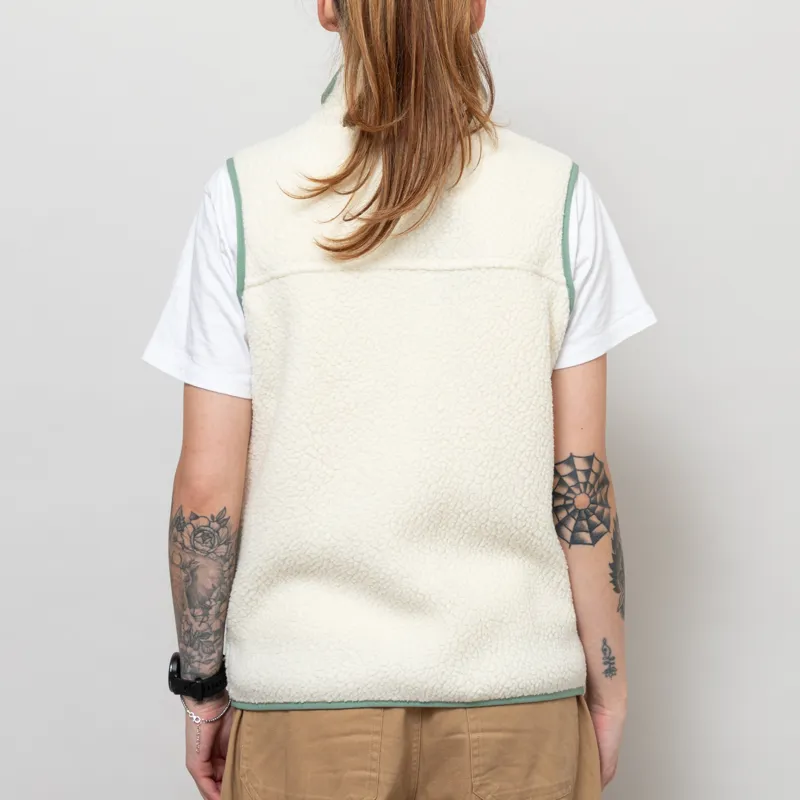 Patagonia Womens Retro Pile Vest Natural Ellwood Green-3