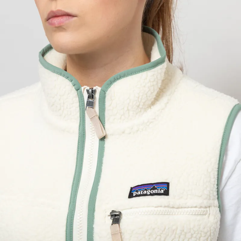 Patagonia Womens Retro Pile Vest Natural Ellwood Green-5