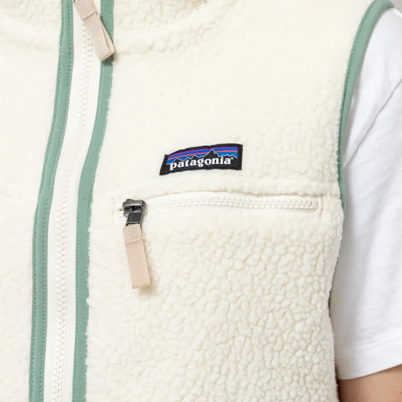 Patagonia Womens Retro Pile Vest Natural Ellwood Green-6