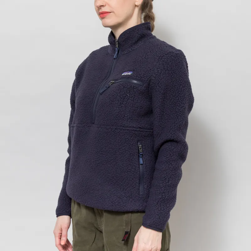 Patagonia Womens Retro Pile Fleece Marsupial Pullover Sunken Blue-1