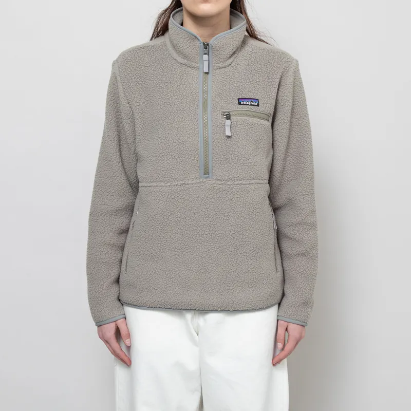 Patagonia Womens Retro Pile Fleece Marsupial Pullover River Rock Green