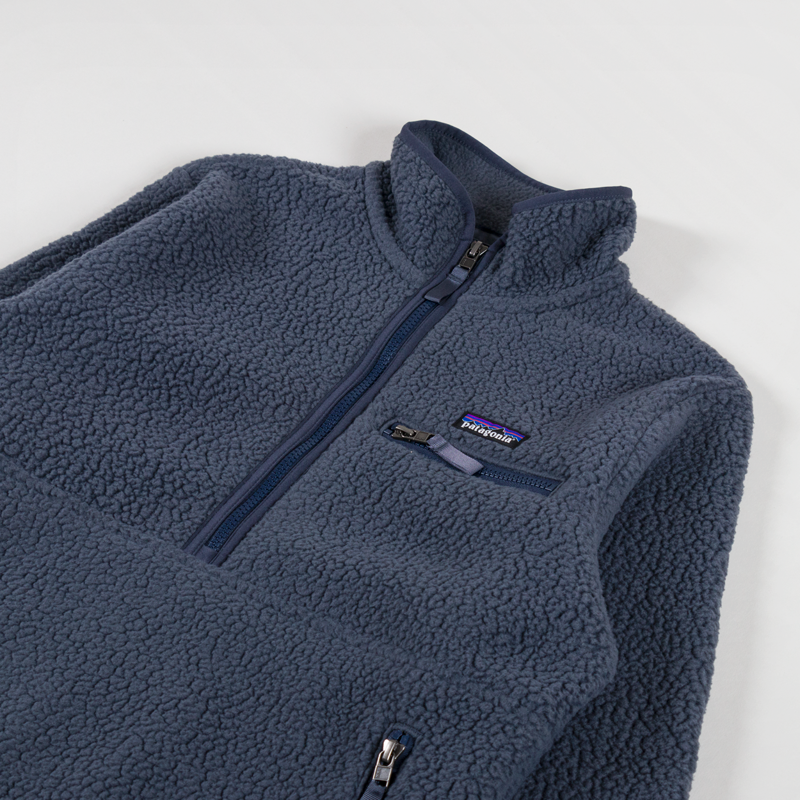 Patagonia Womens Retro Pile Fleece Marsupial Pullover Smolder Blue-2
