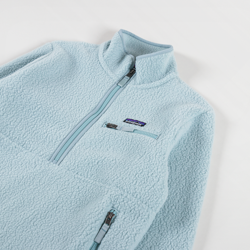 Patagonia Womens Retro Pile Fleece Marsupial Pullover Thermal Blue-6