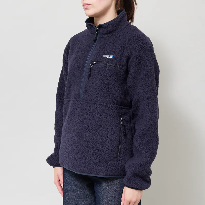 Patagonia Womens Retro Pile Fleece Marsupial Pullover Sunken Blue-1