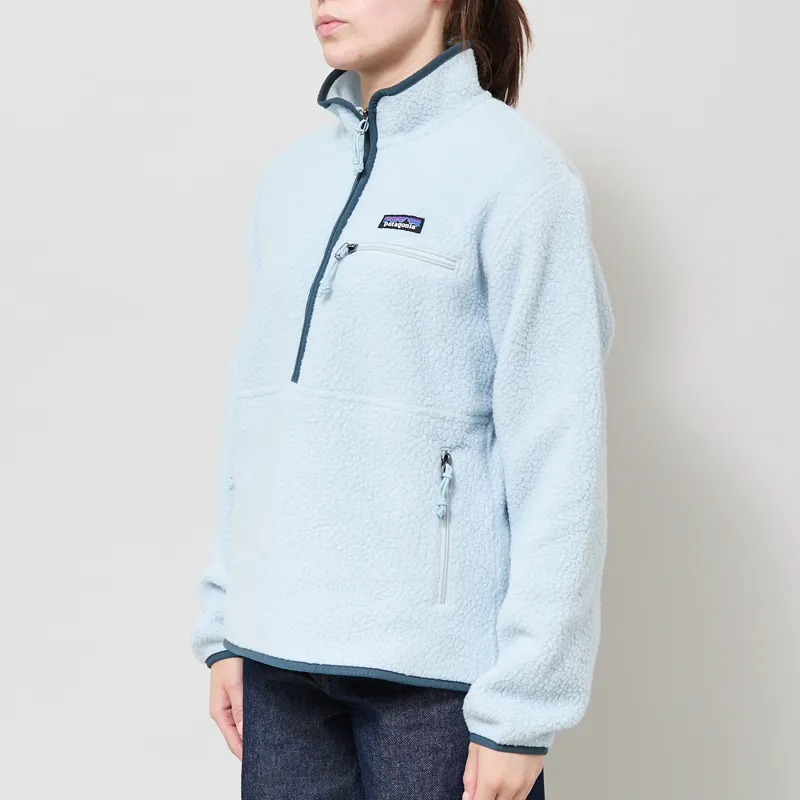 Patagonia Womens Retro Pile Fleece Marsupial Pullover Virtually Blue-1