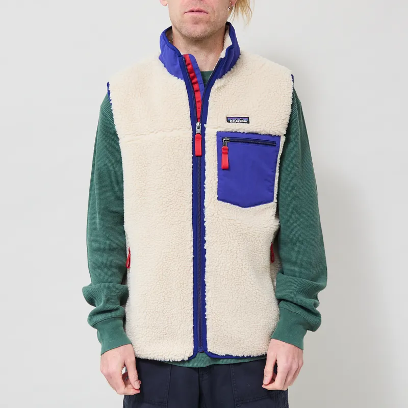 Patagonia Classic Retro-X Fleece Vest Dark Natural Cobalt Blue