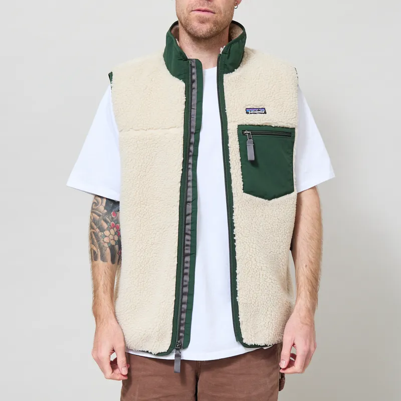 Patagonia Classic Retro-X Fleece Vest Dark Natural Treeline Green