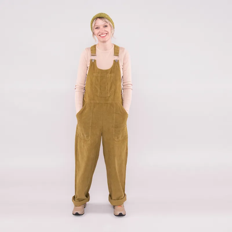 L.F.Markey Womens Bryson Dungarees Corduroy Chartreuse-1