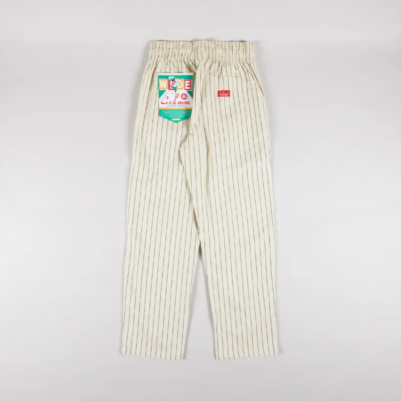 Cookman Semiwide Chef Pants Herringbone Stripe Cream