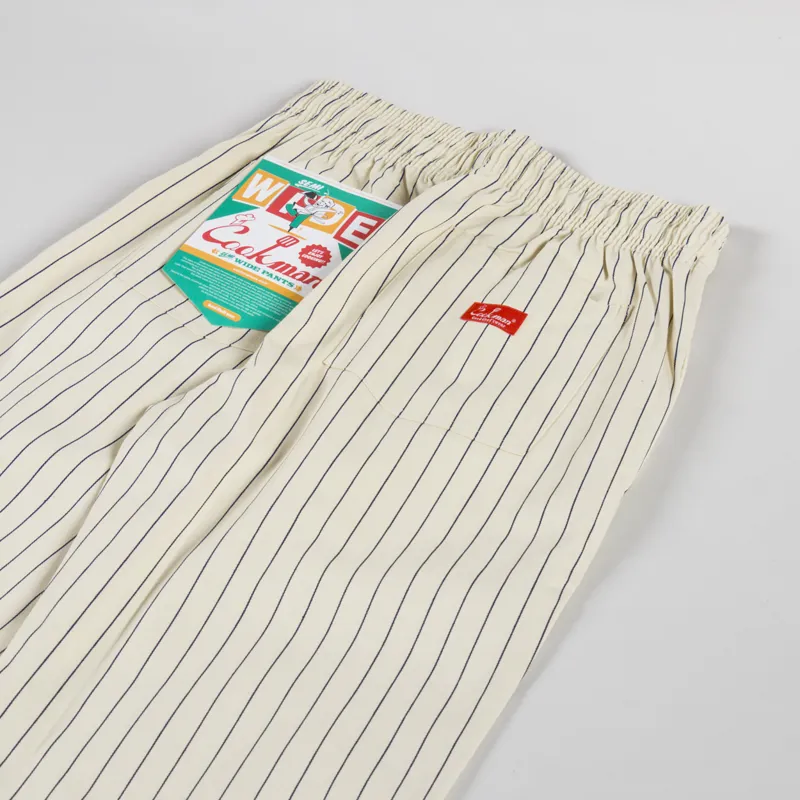 Cookman Semiwide Chef Pants Herringbone Stripe Cream-3