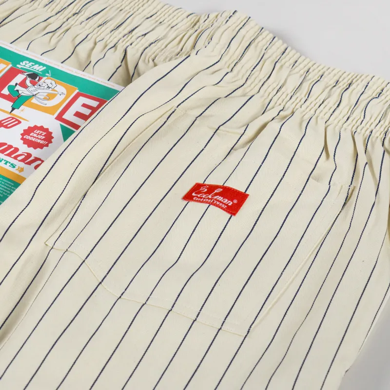 Cookman Semiwide Chef Pants Herringbone Stripe Cream-7