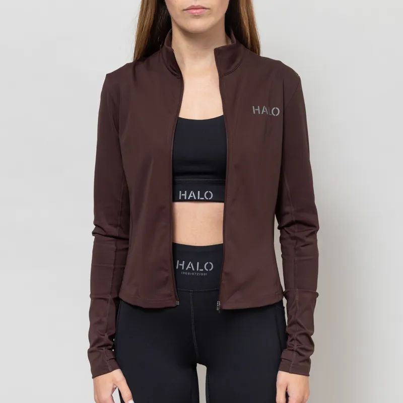 Halo Womens Training Zip Shirt Brown-1