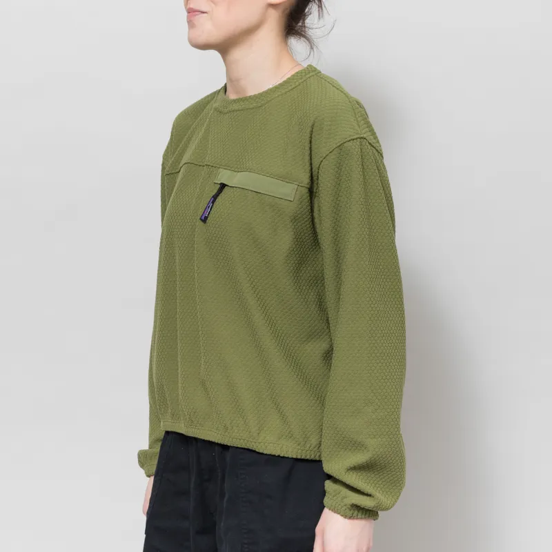Patagonia Womens Textured Fleece Crewneck Caper Green-1