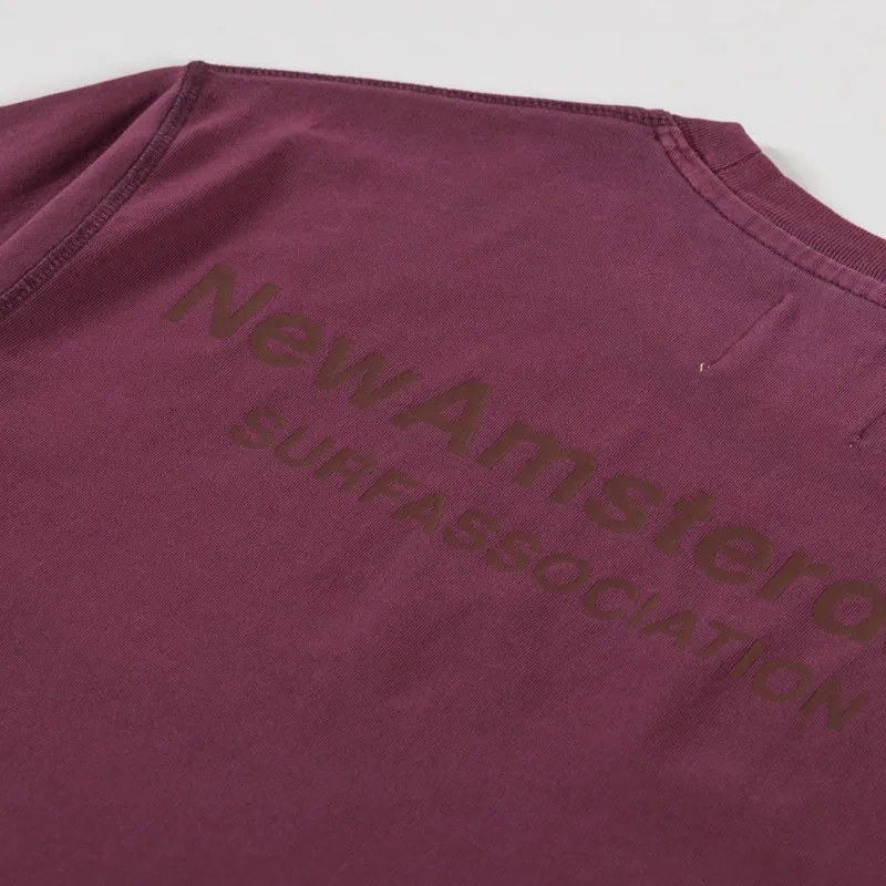 New Amsterdam Surf Association Logo T Shirt Washed Vineyard Wine-5