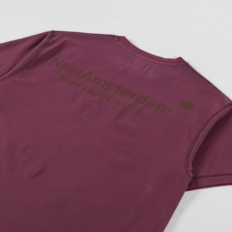 New Amsterdam Surf Association Logo T Shirt Washed Vineyard Wine-4
