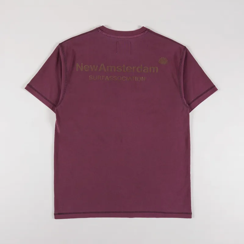 New Amsterdam Surf Association Logo T Shirt Washed Vineyard Wine