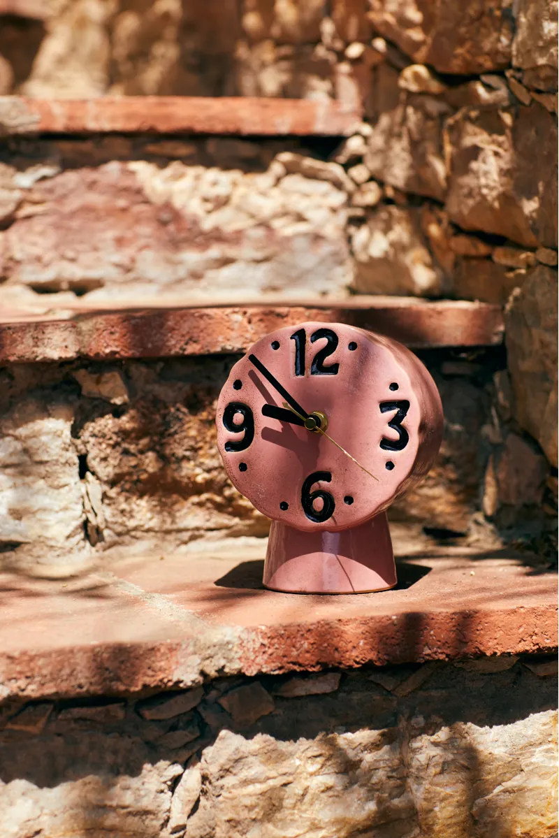 HKLIVING Retro Ceramic Clock Pink-5
