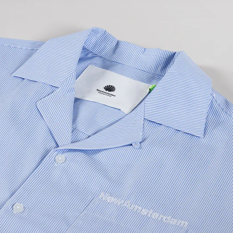 New Amsterdam Surf Association Wijk Shirt White Blue Stripes-2
