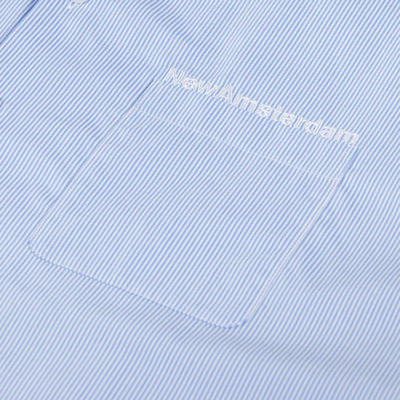 New Amsterdam Surf Association Wijk Shirt White Blue Stripes-3