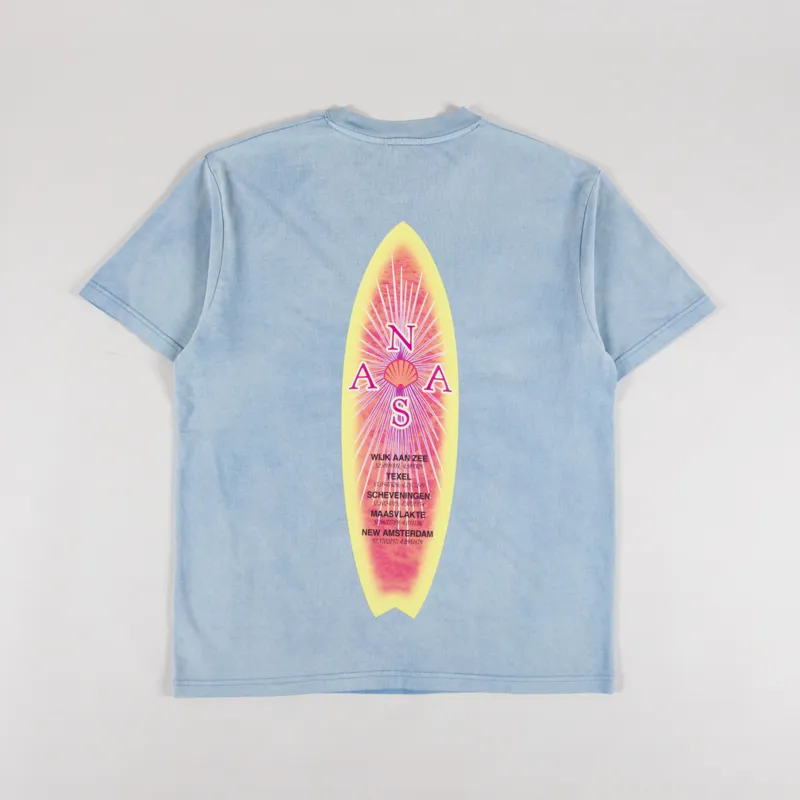 Tシャツ・カットソー AECA WHITE AECA SURF BOARD LONG SLEEVESUNFADE BLUE New Amsterdam Surf Association Mens Surfboard T Shirt Washed