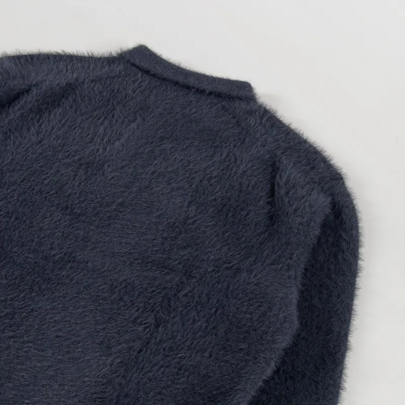 thisisneverthat Script Shaggy Knit Polo Charcoal-3