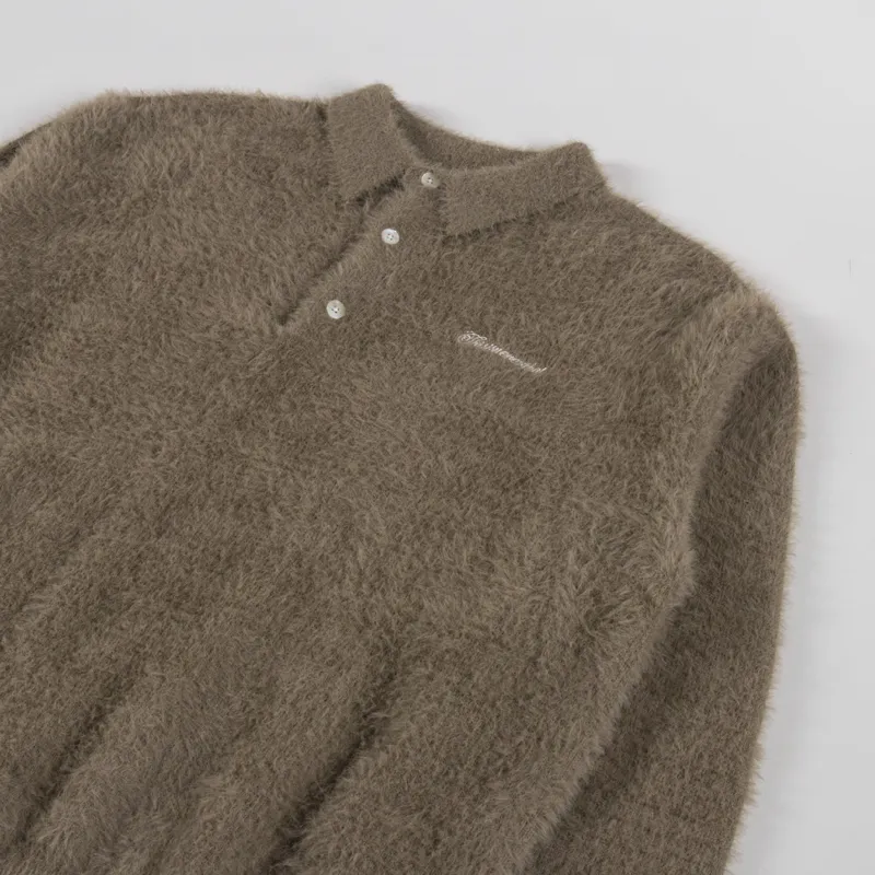 thisisneverthat Script Shaggy Knit Polo Mud-2