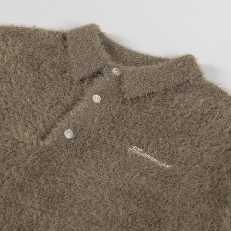 thisisneverthat Script Shaggy Knit Polo Mud-4