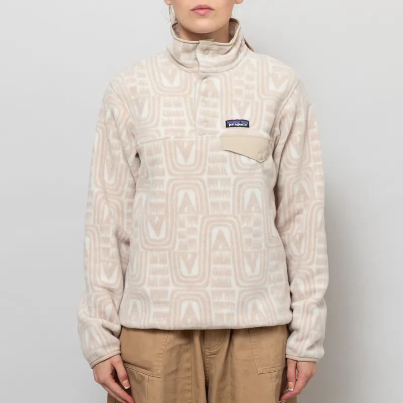 Patagonia Womens Lightweight Synchilla Snap-T Fleece Pullover Flow Dyno White