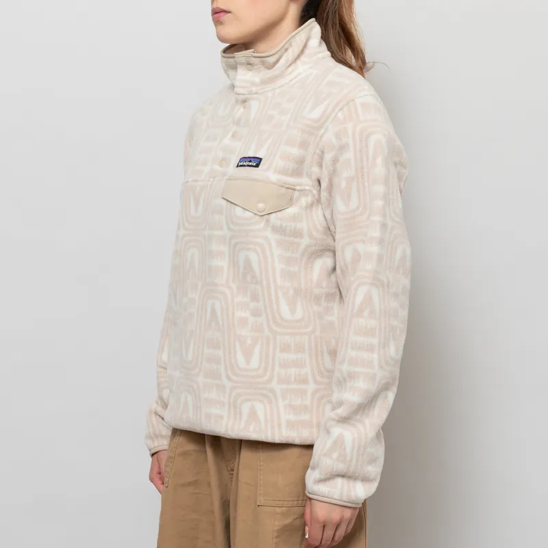 Patagonia Womens Lightweight Synchilla Snap-T Fleece Pullover Flow Dyno White-1